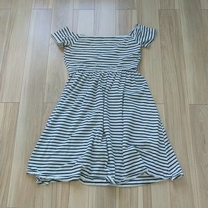 Striped off the shoulder midi dress